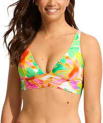 Seafolly Wonderland Longline Triangle Bikini Top - Fuchsia Rose