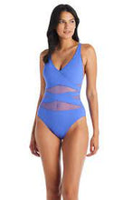 Load image into Gallery viewer, Bleu Don&#39;t Mesh with Me Cross Back Mesh Skirted One Piece Swimsuit
