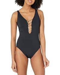 Bleu Plunge Over the Shoulder One Piece Swimsuit