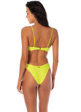 Load image into Gallery viewer, Maaji Lime Green Splendour Regular Rise Thin Side Bikini Bottom
