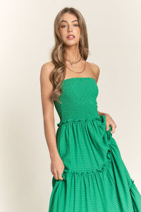 Solid Smocked Tube Top Maxi Dress