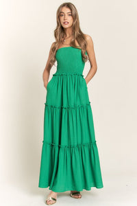 Solid Smocked Tube Top Maxi Dress