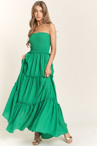 Solid Smocked Tube Top Maxi Dress