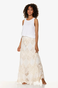 Scallop Crochet Maxi Skirt/Bandeau Dress | Ivory