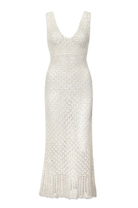 Claudia Crochet Midi Dress | Ivory