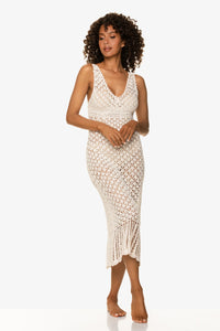Claudia Crochet Midi Dress | Ivory