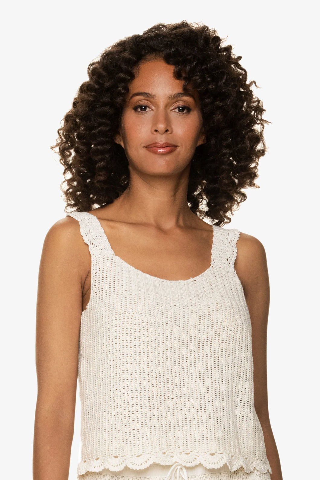 Scallop Crochet Tank | Ivory