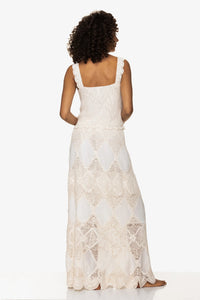 Scallop Crochet Maxi Skirt/Bandeau Dress | Ivory