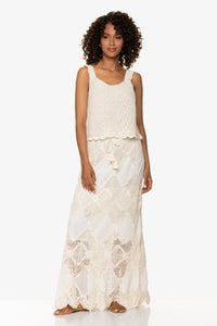 Scallop Crochet Maxi Skirt/Bandeau Dress | Ivory