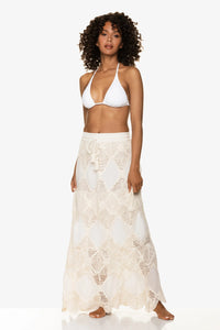 Scallop Crochet Maxi Skirt/Bandeau Dress | Ivory