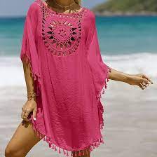 Ocean Drive Crochet Dress Cover Up with Fringe