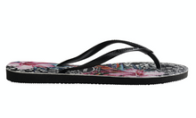 Load image into Gallery viewer, Slim Animal Floral Flip Flops Black
