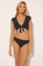 Load image into Gallery viewer, Bleu Tie Front Cap Sleeve Bikini Top
