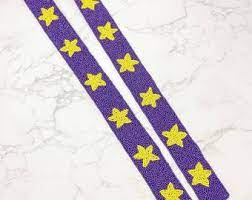 Viola Purple and Yellow Star Beaded Purse Strap